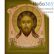  Нерукотворный Образ Спасителя. Икона писаная 20х24, цветной фон, золотой нимб, с ковчегом, фото 1 