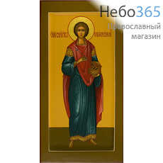  Пантелеимон, великомученик и целитель. Икона писаная 13х25, цветной фон, золотой нимб, с ковчегом, фото 1 