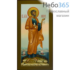  Петр, святой апостол. Икона писаная 13х25, цветной фон, золотой нимб, без ковчега, фото 1 