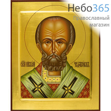  Николай Чудотворец, святитель. Икона писаная 21х25х3,8 см, золотой фон, с ковчегом (Шун), фото 1 