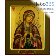  Семистрельная икона Божией Матери. Икона писаная 13х16х2, золотой фон, с ковчегом, фото 1 