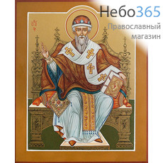  Спиридон Тримифунтский, святитель. Икона писаная 15х18х2,5 см, золотой фон, без ковчега (ростовой) (Ю), фото 1 