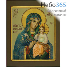  Неувядаемый Цвет икона Божией Матери. Икона писаная 17х21х2,2, цветной фон, золотые нимбы, с ковчегом, матовый лак, фото 1 