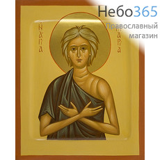  Мария Египетская, преподобная. Икона писаная 13х16х2 см, цветной  фон, золотой нимб, с ковчегом (Анд), фото 1 