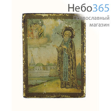  Макарий Унженский, преподобный. Икона на металле 6,5х9, печать по металлу, 19 век, фото 1 