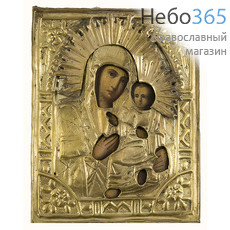  Тихвинская икона Божией Матери. Икона писаная 14,5х18, в ризе, 19 век, фото 1 