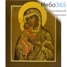  Феодоровская икона Божией Матери. Икона писаная 27х31х3, цветной фон, золотые нимбы, без ковчега, глянцевый лак, фото 1 