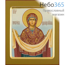  Покров икона Божией Матери. Икона писаная 17х21х2, цветной фон, золотой нимб, с ковчегом, фото 1 