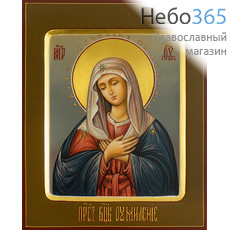  Умиление икона Божией Матери. Икона писаная 13х16х2,2, цветной  фон, золотой нимб, с ковчегом, фото 1 