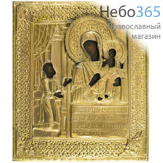  Нечаянная Радость икона Божией Матери. Икона писаная 26,5х31х3 см, в ризе, 19 век (Кж), фото 1 