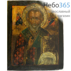  Николай Чудотворец, святитель. Икона писаная 29,5х35х3,7 см, без ковчега, 19 век, фото 1 