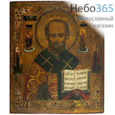  Николай Чудотворец, святитель. Икона писаная 31х35,5х3, без ковчега, 19 век, фото 1 