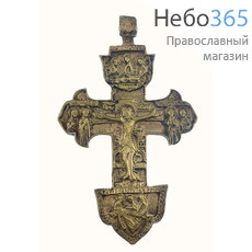  Крест с Распятием литой 7,5х12,5х0,2 см, латунь, 18 век  (Кж), фото 1 