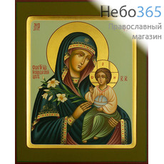  Неувядаемый Цвет икона Божией Матери. Икона писаная 17х21х2, зеленый фон, золотые нимбы, с ковчегом (Шун), фото 1 