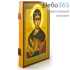  Димитрий Солунский, великомученик. Икона писаная 21х25, цветной фон, золотой нимб, с ковчегом, фото 2 