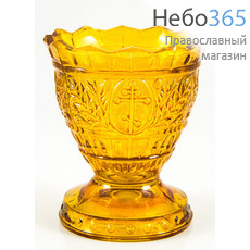  Лампада настольная стеклянная Лилия , окрашенная, разного цвета, в ассортименте, высотой 8.5 см цвет: желтый, фото 1 
