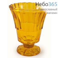  Лампада настольная стеклянная Тюльпан , на ножке, окрашенная, разного цвета, в ассортименте, высотой 10 см. цвет: желтый, фото 1 
