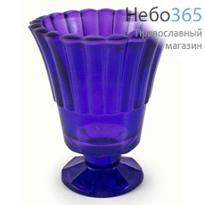  Лампада настольная стеклянная Тюльпан , на ножке, окрашенная, разного цвета, в ассортименте, высотой 10 см. цвет: фиолетовый, фото 1 