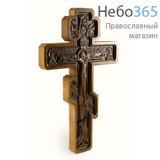  Крест деревянный восьмиконечный, из березы, с резной вклейкой из левкаса под лаком, 41 х 25 см, фото 2 