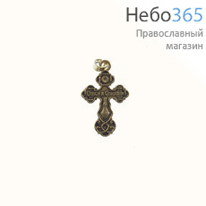  Крест нательный металлический высотой 3,5 см, цвет под бронзу, с подвижным колечком, в форме Трилистник, фото 2 