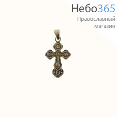  Крест нательный металлический высотой 4 см, цвет под бронзу, с подвижным колечком, в форме Трилистник, фото 2 