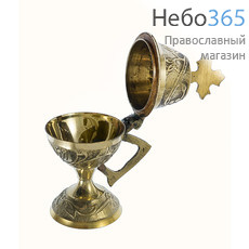  Кадильница металлическая бронзовая, малая,  Греческий цветок, 987000К, фото 2 