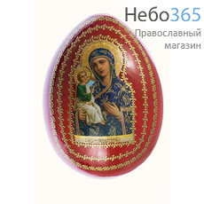  Яйцо пасхальное деревянное на подставке, с иконами, большое, цветное, высотой 12 см (без учета подставки) с иконой Божией Матери Иерусалимская, фото 1 
