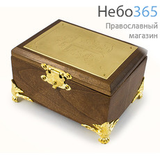  Ящик крестильный из дуба, с металл. накладкой: 2 металл. флакона, 2 стрючца, губка, складные ножницы, 230, фото 2 