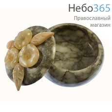  Шкатулка каменная из ангидрита, Цветы, 8,5 х 8,5 х 5 см, 550 г, 67007, фото 2 