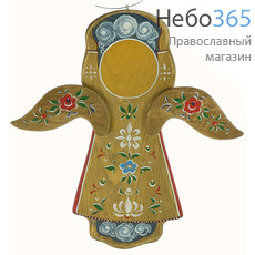  Ангел, фигура деревянный расписной, на подвеске, с изображением вертепа, высотой 27,5 см, ручная роспись, фото 2 