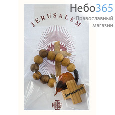  Четки деревянные 10 , из оливы, с крестом, со вкладышем Цветы Иерусалима. Изготовлены в Иерусалиме., фото 2 