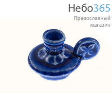  Подсвечник керамический "Кроха", с цветной глазурью, (в уп. - 5 шт.)РРР цвет: синий, фото 1 