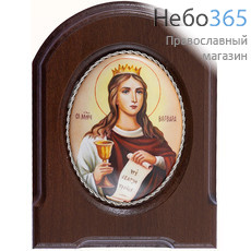  Варвара, великомученица. Икона писаная 6х8 см (с основой 10,5х14 см) эмаль, скань (Гу), фото 1 
