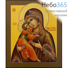  Владимирская икона Божией Матери. Икона писаная 17,5х21х2 см, цветной фон, золотые нимбы, без ковчега (Зб), фото 1 