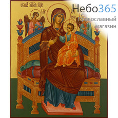  Всецарица икона Божией Матери. Икона писаная 17,5х21х2 см, золотой фон, без ковчега (Зб), фото 1 