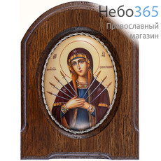  Семистрельная икона Божией Матери. Икона писаная 6,3х8,5 см (с основой 10,5х14 см), эмаль, скань (Гу), фото 1 