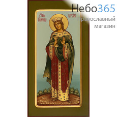  Варвара, великомученица. Икона писаная 13х25х2 см, цветной  фон, золотой нимб, с ковчегом (Гл), фото 1 