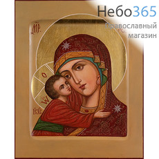  Владимирская икона Божией Матери. Икона писаная 13х16х2 см, цветной фон, золотые нимбы (поталь), с ковчегом (Дб), фото 1 