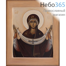  Покров Божией Матери. Икона писаная 17х21х2,3 см, цветной фон, с ковчегом (Афн), фото 1 