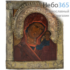  Казанская икона Божией Матери. Икона писаная 27х33 см, басма, без ковчега, конец 18 - начало 19 века (Ат), фото 1 
