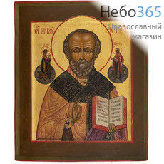  Николай Чудотворец, святитель. Икона писаная 25,5х31 см, с двойным ковчегом, 19 век (Ат), фото 1 