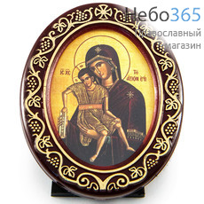  Икона на пластмассе 5х6 см, овальная, на подставке (№ 51) (Нпл) Божией Матери Достойно Есть, фото 1 