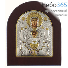  Икона в ризе (Ж) EK2-XAG 8х10, шелкография, серебрение, золочение, на деревянной основе икона Божией Матери Неупиваемая Чаша, фото 1 
