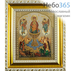  Икона в раме 13х15 см, полиграфия, золотое и серебряное тиснение, цветной фон, пластиковый багет, под стеклом (Су) икона Божией Матери Живоносный Источник (83), фото 1 