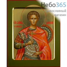  Димитрий Солунский, великомученик. Икона писаная 22х28х3,7 см, золотой фон, с ковчегом (Лг), фото 1 
