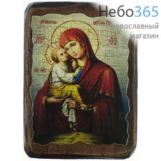  Икона на дереве (Бс), 7х10, искусственное старение, фигурные края икона Божией Матери Почаевская, фото 1 