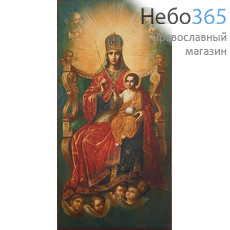  Богородица на престоле. Икона на дереве 24х12 см, печать на левкасе, без ковчега (Б-48) (Тих), фото 1 