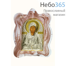 Матрона Московская, блаженная. Икона в ризе, мурано, 7х9х1,5 см, шелкография, серебрение, золочение, стекло, настольная (EK1-МАG) (Ж), фото 1 