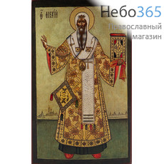 Алексий, митрополит Московский, святитель. Икона на дереве 12х7,5 см, печать на левкасе, золочение (МА-332) (Тих), фото 1 