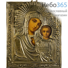  Казанская икона Божией Матери. Икона литографическая 14,5х17,5 см, в ризе, 19 век (Фр), фото 1 